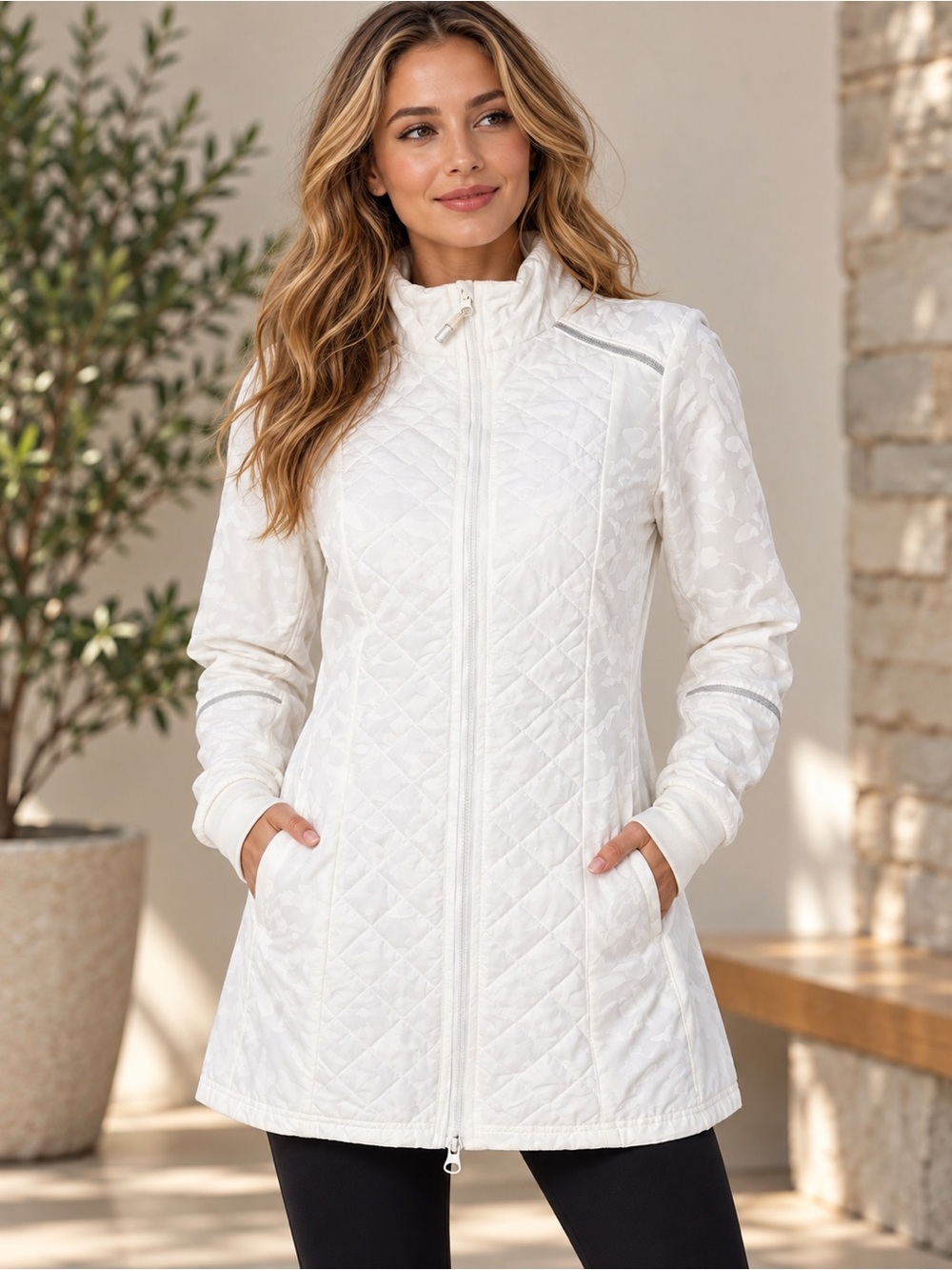 Avia White Mixed Media Active Anorak Jacket